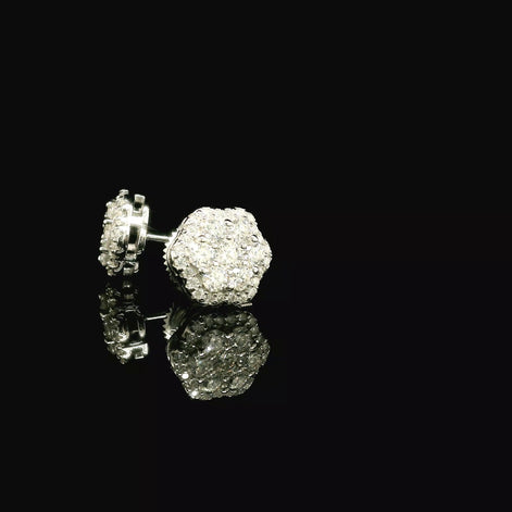 Dazzling Diamond Flower Cluster Stud Earrings | 0.88ct VVS | 9mm