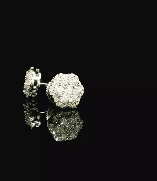 Dazzling Diamond Flower Cluster Stud Earrings | 0.88ct VVS | 9mm
