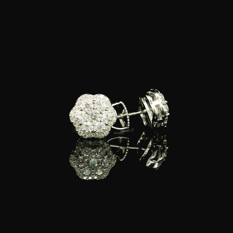 Dazzling Diamond Flower Cluster Stud Earrings | 0.88ct VVS | 9mm