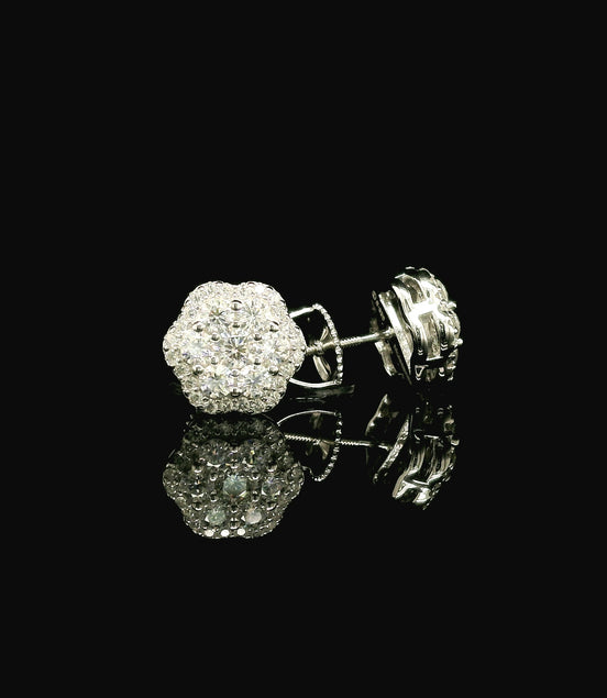 Dazzling Diamond Flower Cluster Stud Earrings | 0.88ct VVS | 9mm