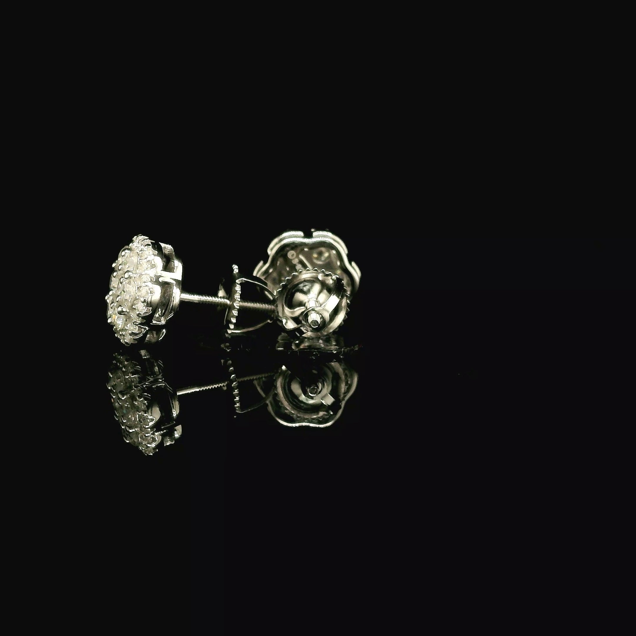 Dazzling Diamond Flower Cluster Stud Earrings | 0.88ct VVS | 9mm