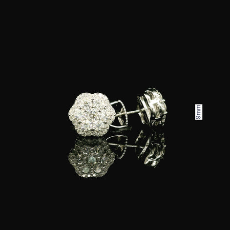 Dazzling Diamond Flower Cluster Stud Earrings | 0.88ct VVS | 9mm
