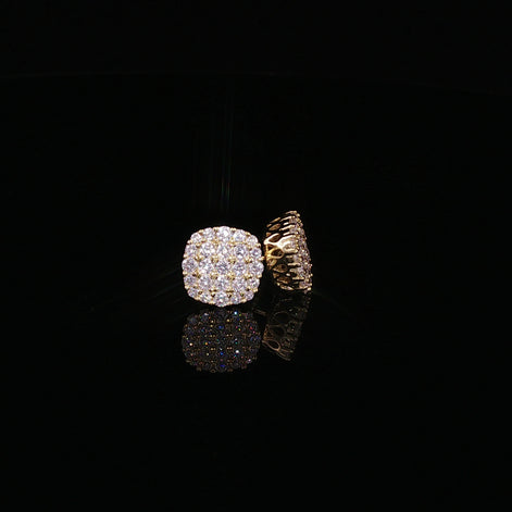 925 Sterling Silver Iced Out Cluster Pave Stud Earrings - 1.3Ctw Moissanite Available with Silver and Gold Finished