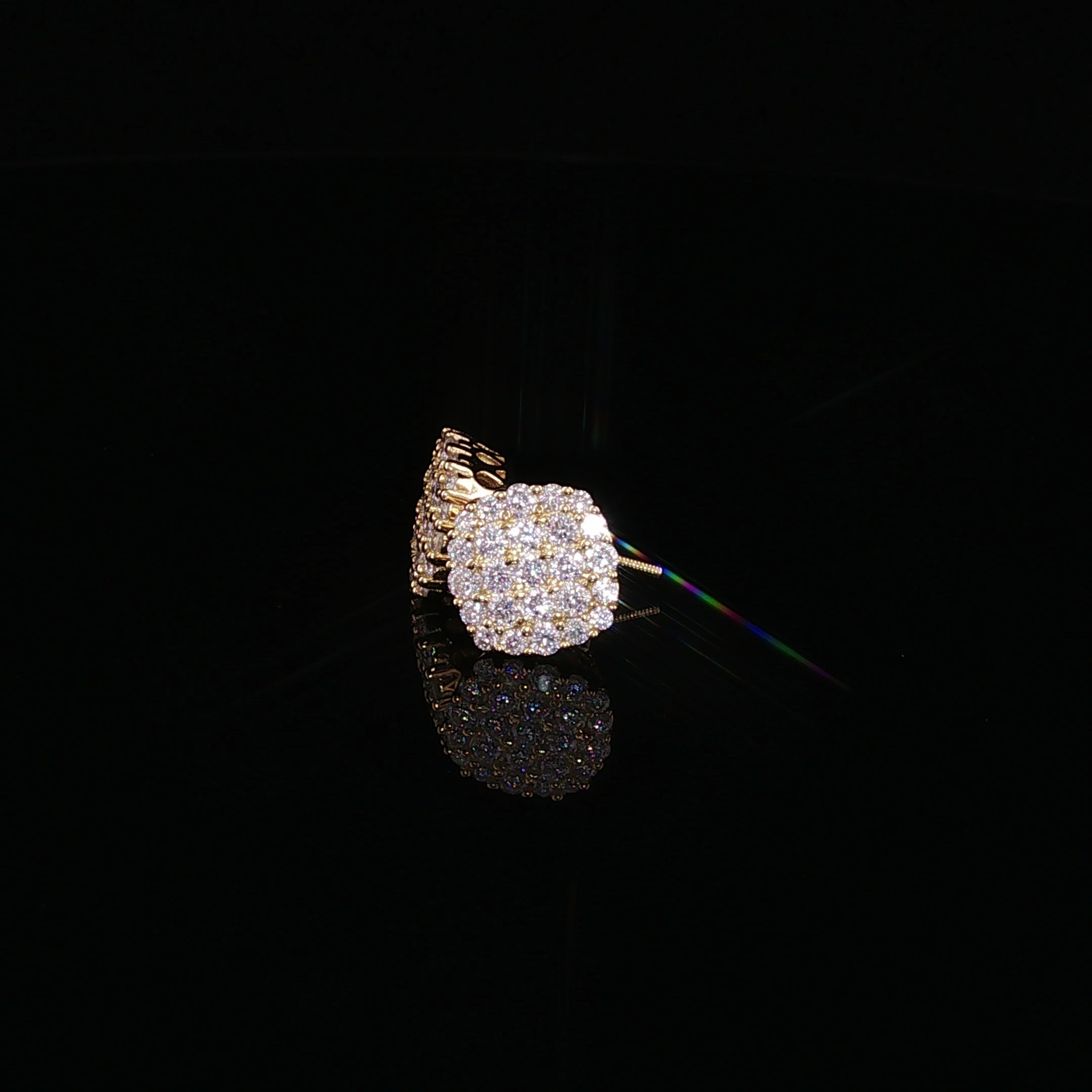 925 Sterling Silver Iced Out Cluster Pave Stud Earrings - 1.3Ctw Moissanite Available with Silver and Gold Finished