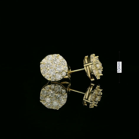 Dazzling Round Diamond Pave Stud Earrings | 9mm | VVS
