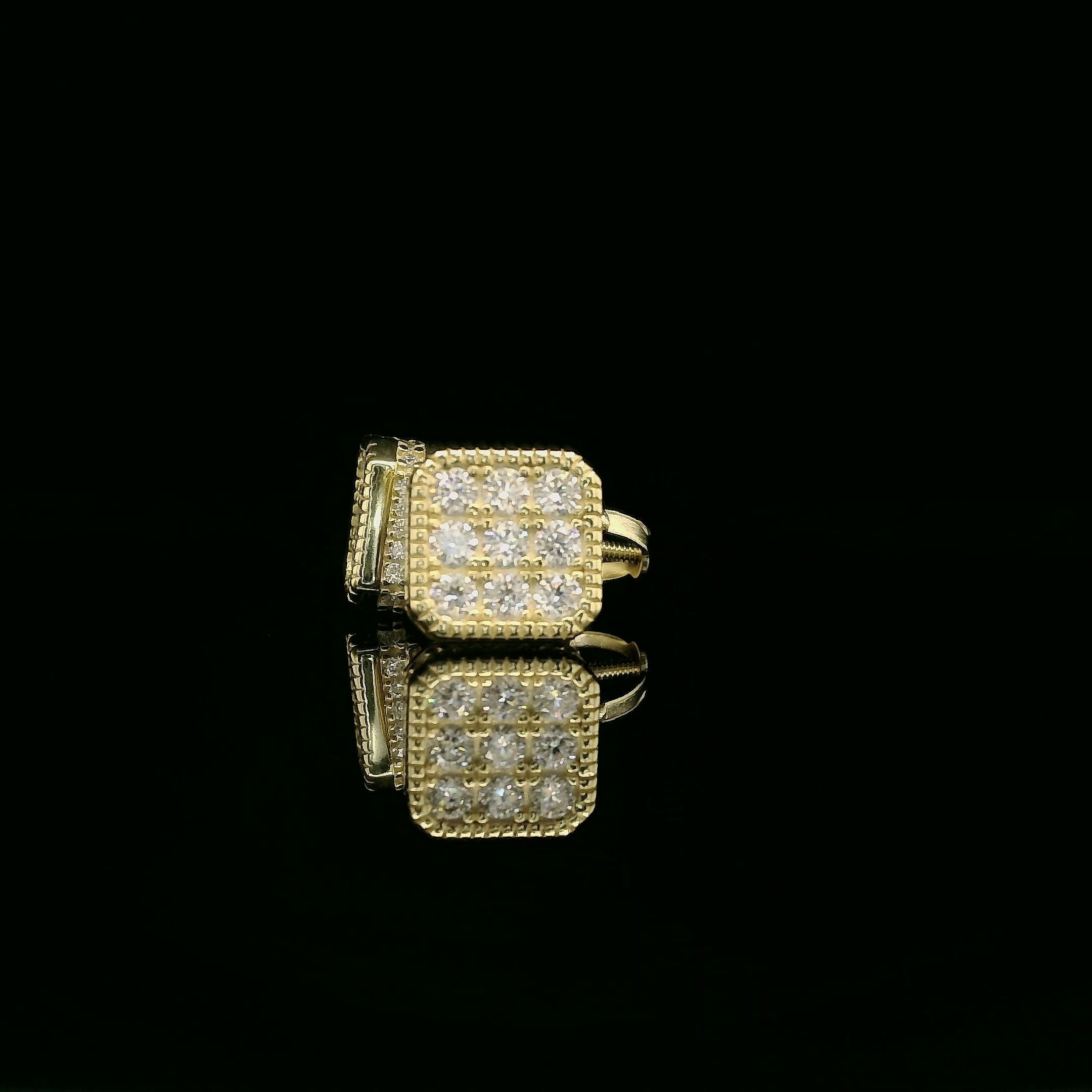 Iced Out Square Cluster Stud Earrings | 8mm | VVS