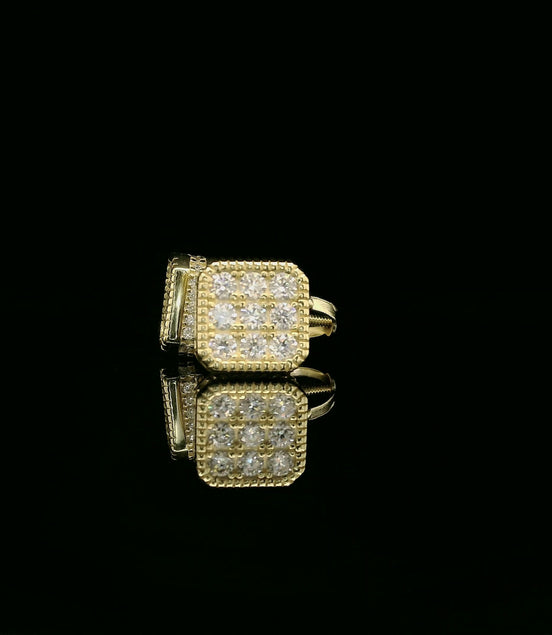 Iced Out Square Cluster Stud Earrings | 8mm | VVS