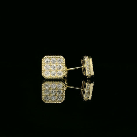 Iced Out Square Cluster Stud Earrings | 8mm | VVS