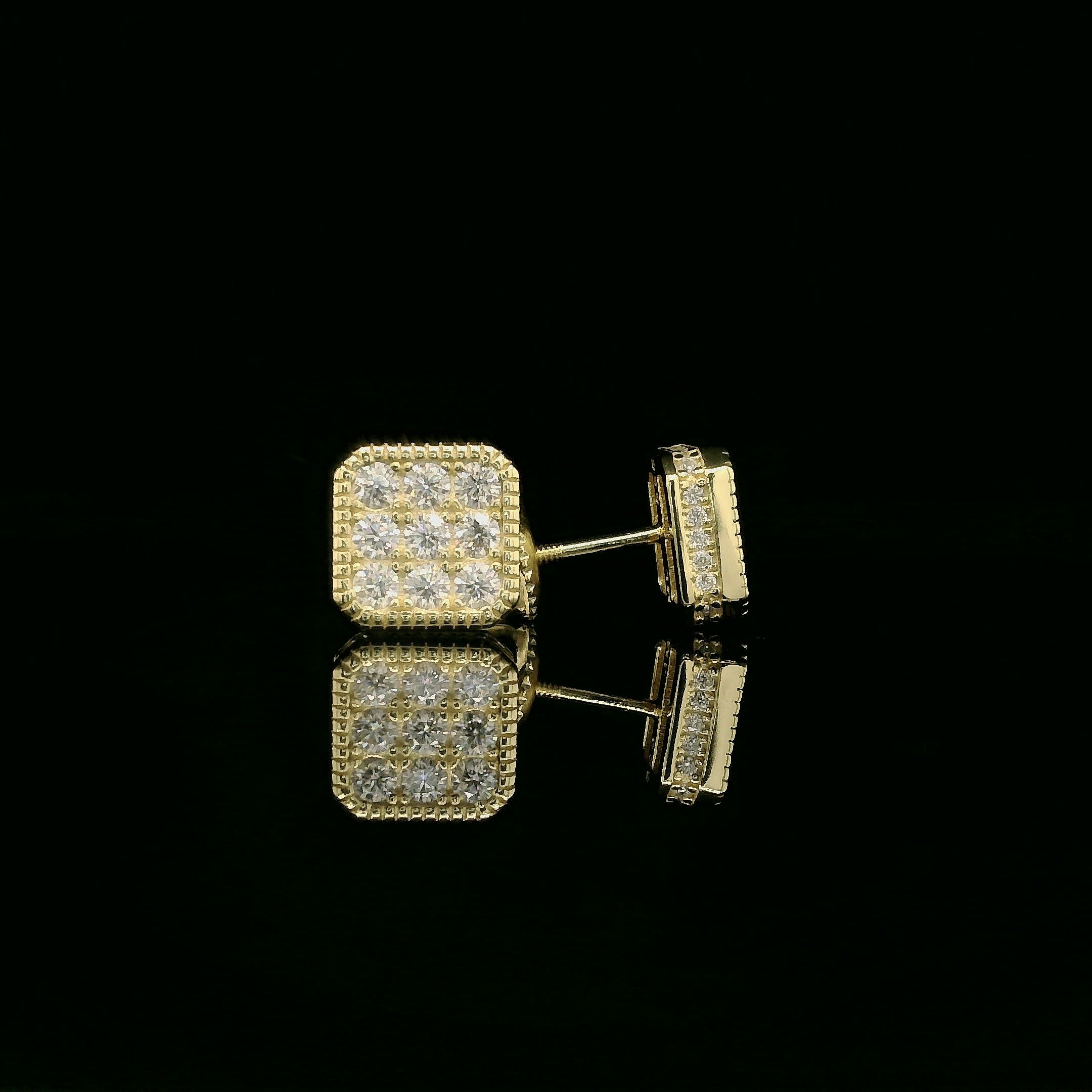 Iced Out Square Cluster Stud Earrings | 8mm | VVS