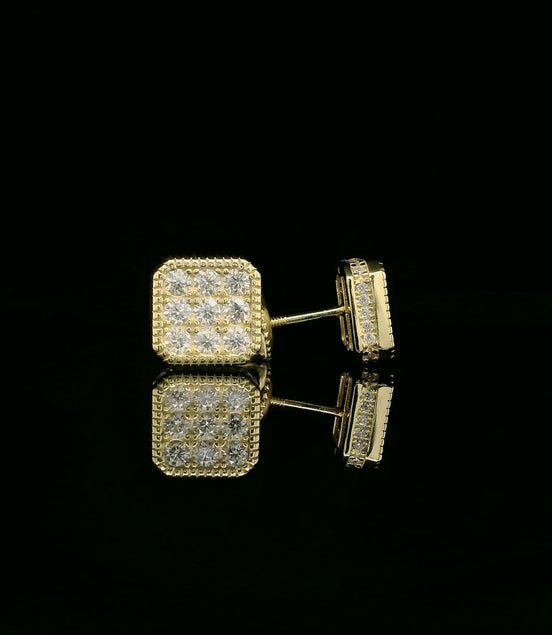 Iced Out Square Cluster Stud Earrings | 8mm | VVS