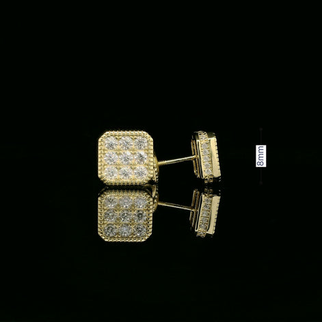 Iced Out Square Cluster Stud Earrings | 8mm | VVS