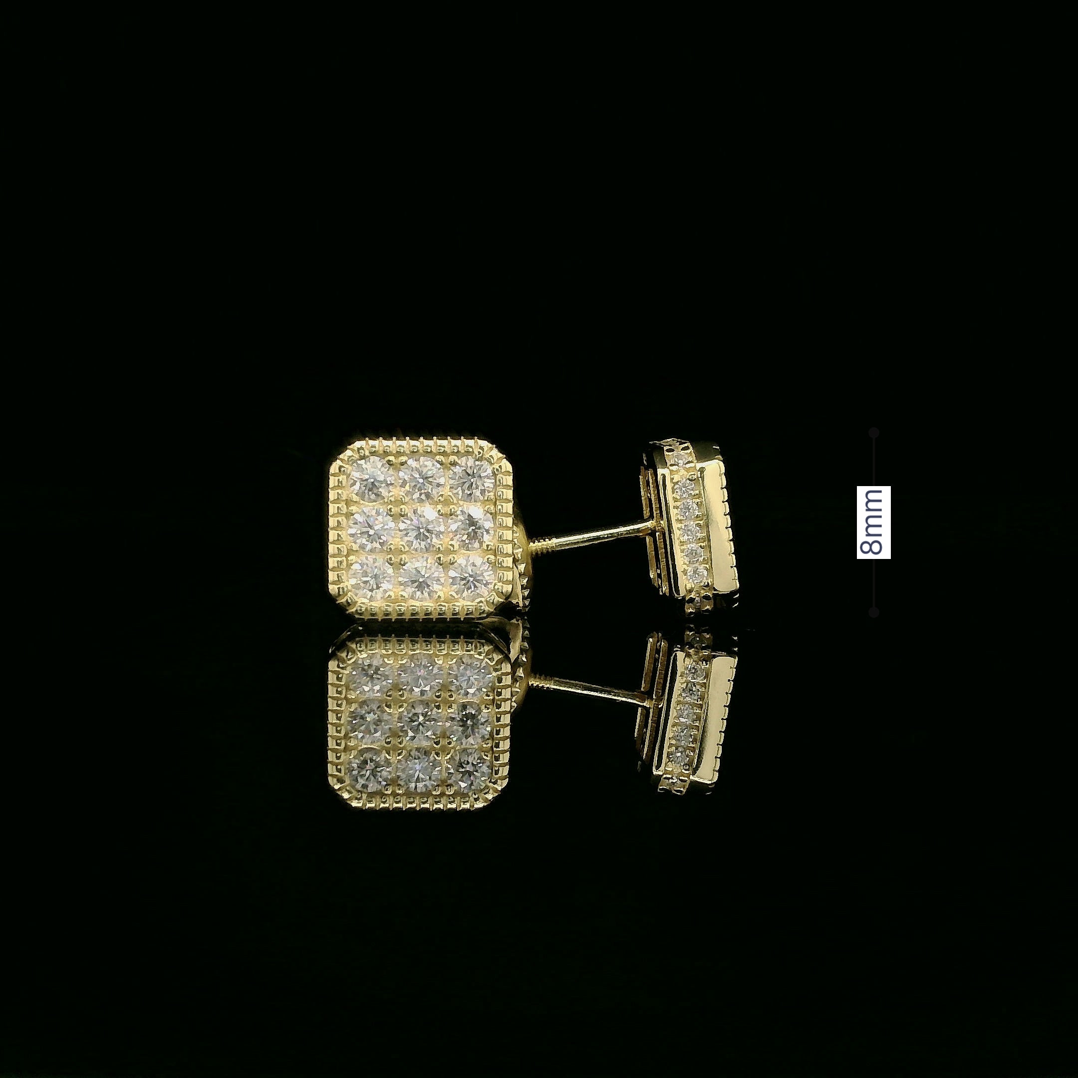 Iced Out Square Cluster Stud Earrings | 8mm | VVS