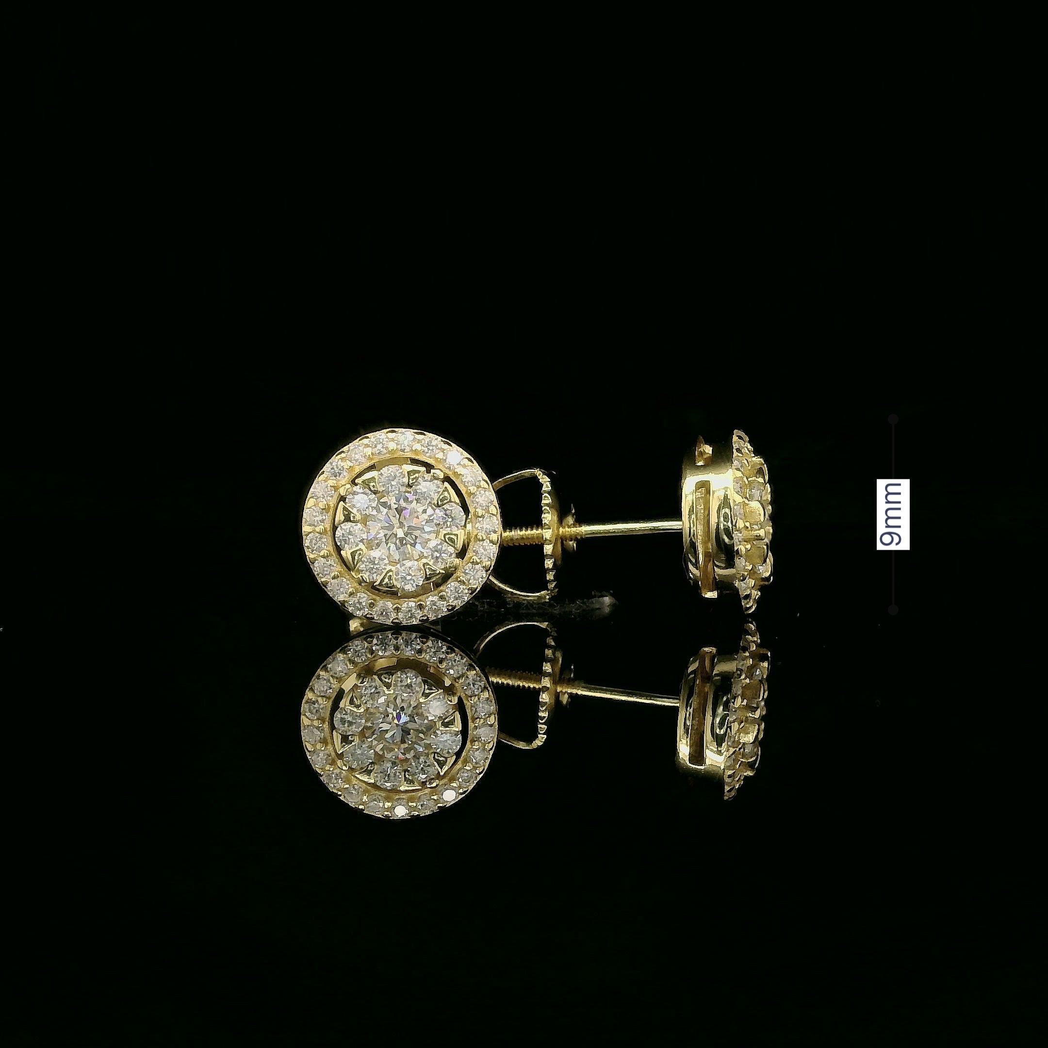 Dazzling Diamond Halo Stud Earrings | 9mm | VVS
