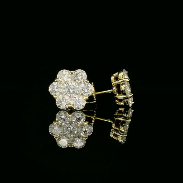 Dazzling Diamond Flower Cluster Stud Earrings | 1.5ct VVS | 10mm