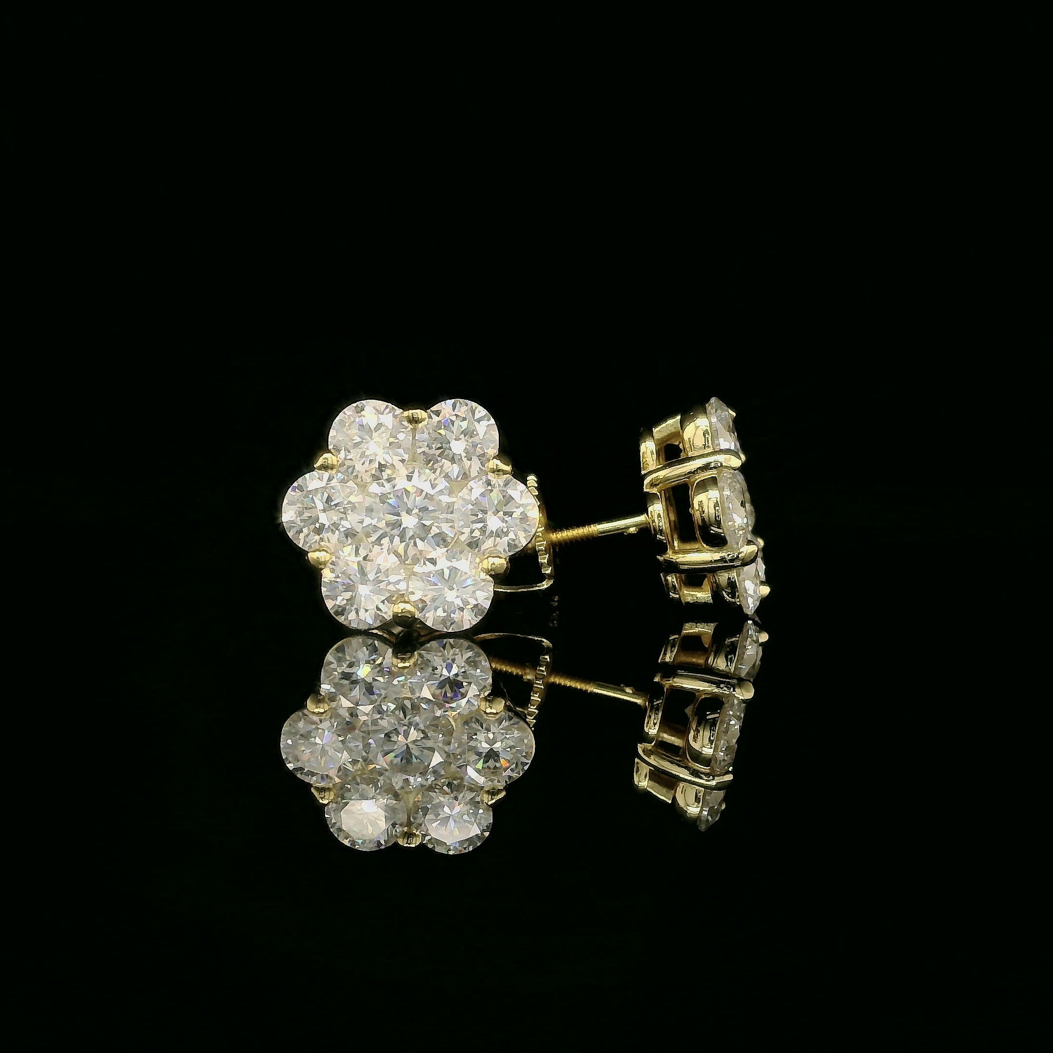 Dazzling Diamond Flower Cluster Stud Earrings | 1.5ct VVS | 10mm