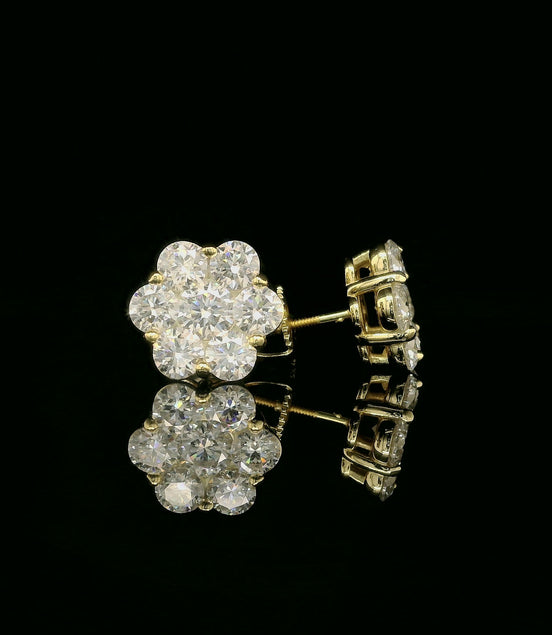 Dazzling Diamond Flower Cluster Stud Earrings | 1.5ct VVS | 10mm