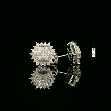 Dazzling Diamond Hexagon Cluster Stud Earrings | 10mm | VVS