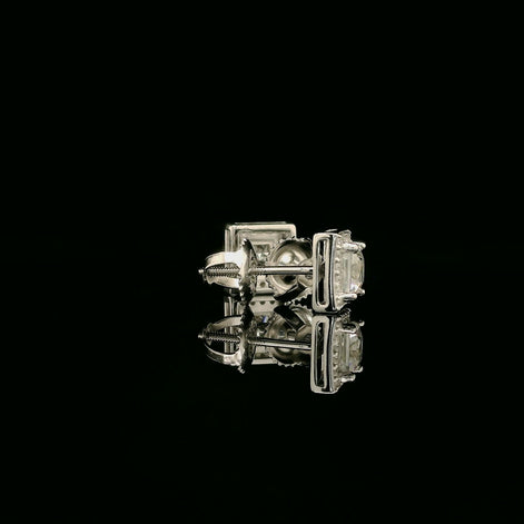 Dazzling Square Halo Stud Earrings | 7mm | VVS