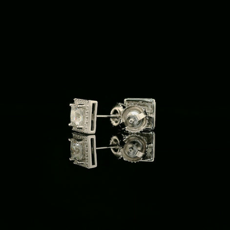 Dazzling Square Halo Stud Earrings | 7mm | VVS