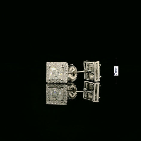 Dazzling Square Halo Stud Earrings | 7mm | VVS