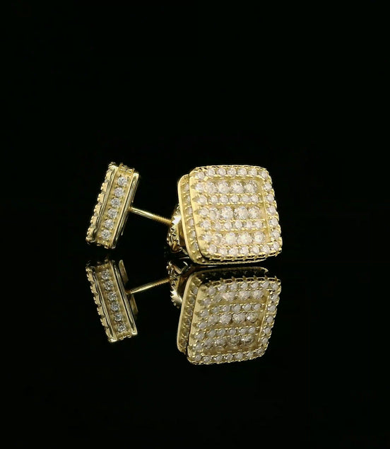 Dazzling Diamond Square Stud Earrings | 0.97ct VVS | 10mm