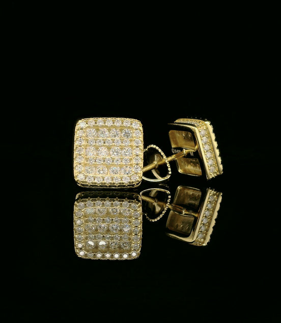 Dazzling Diamond Square Stud Earrings | 0.97ct VVS | 10mm