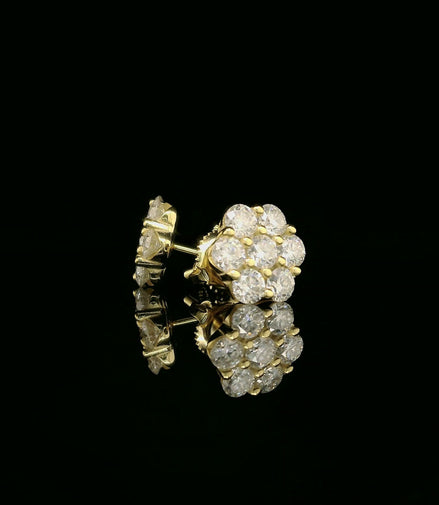 Dazzling Diamond Flower Cluster Stud Earrings | 1.4ct VVS | 9mm