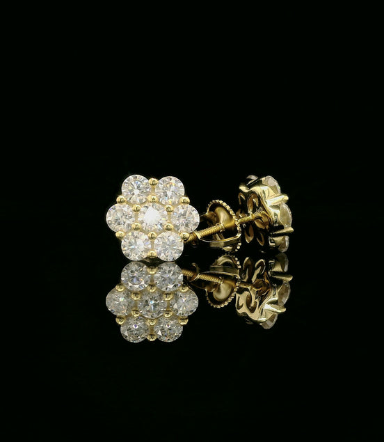 Dazzling Diamond Flower Cluster Stud Earrings | 1.4ct VVS | 9mm