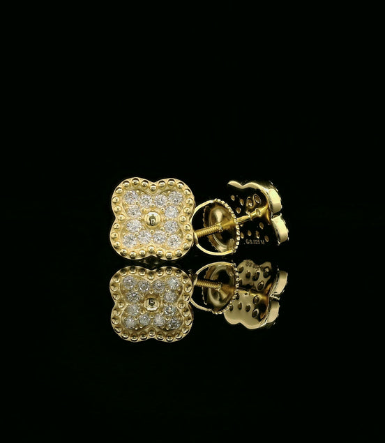 Luxurious Diamond Clover Stud Earrings | 0.3ct VVS | 10mm