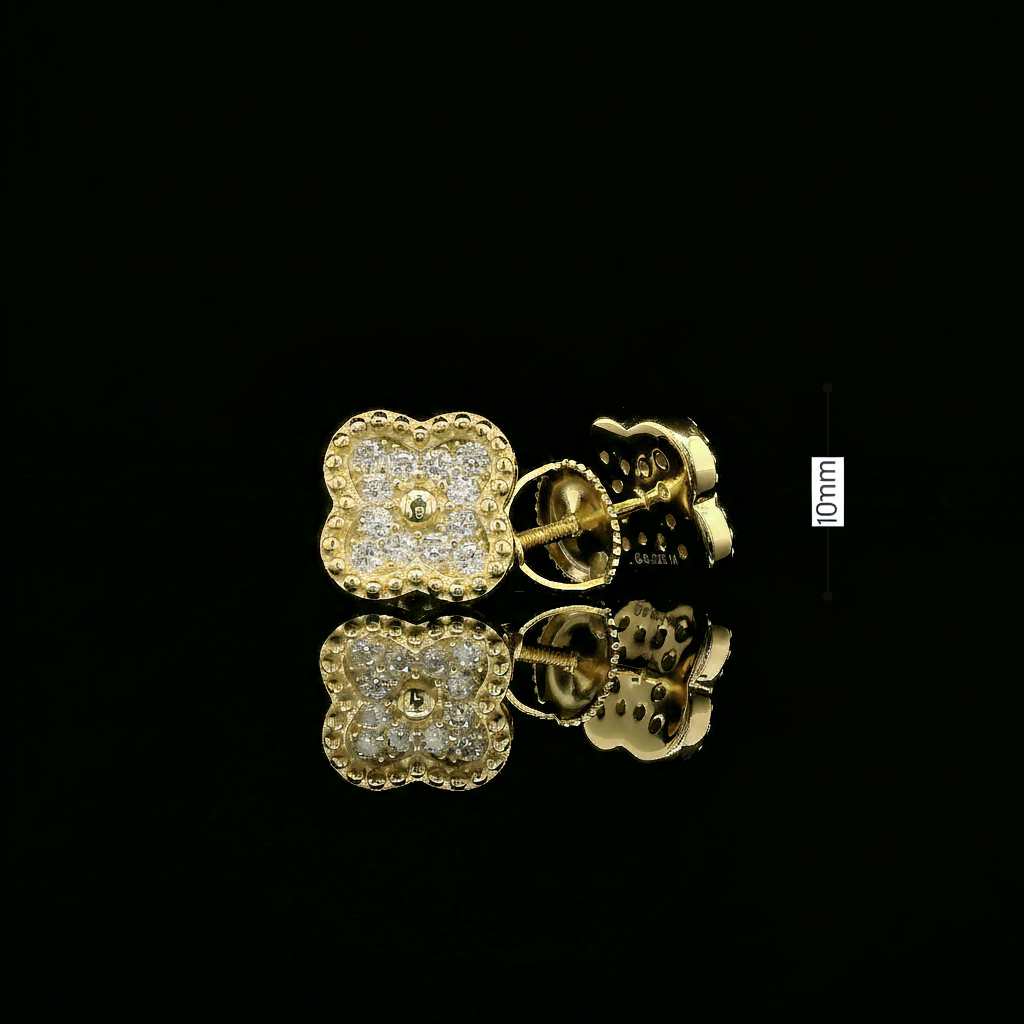 Luxurious Diamond Clover Stud Earrings | 0.3ct VVS | 10mm