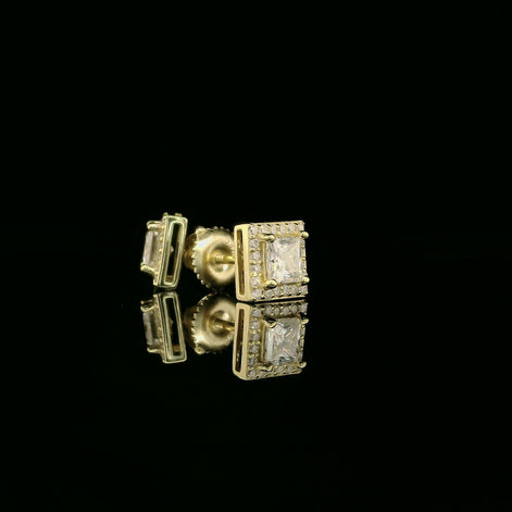 Dazzling Square Halo Stud Earrings | 7mm | VVS