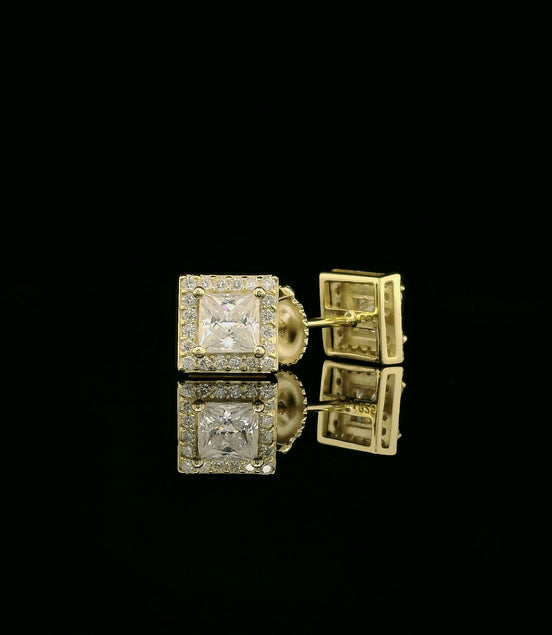 Dazzling Square Halo Stud Earrings | 7mm | VVS