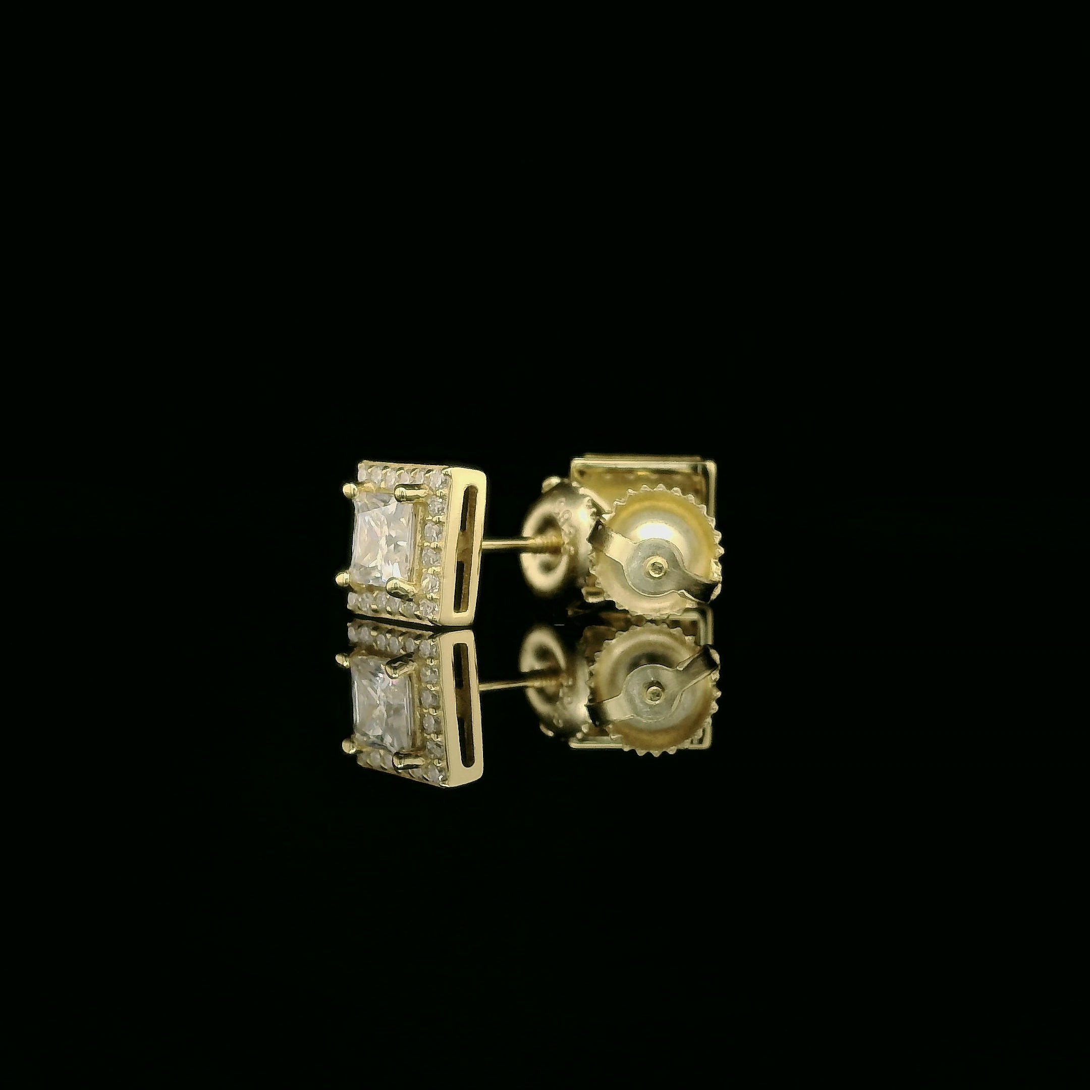 Dazzling Square Halo Stud Earrings | 7mm | VVS