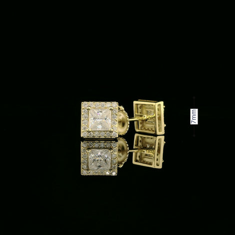 Dazzling Square Halo Stud Earrings | 7mm | VVS