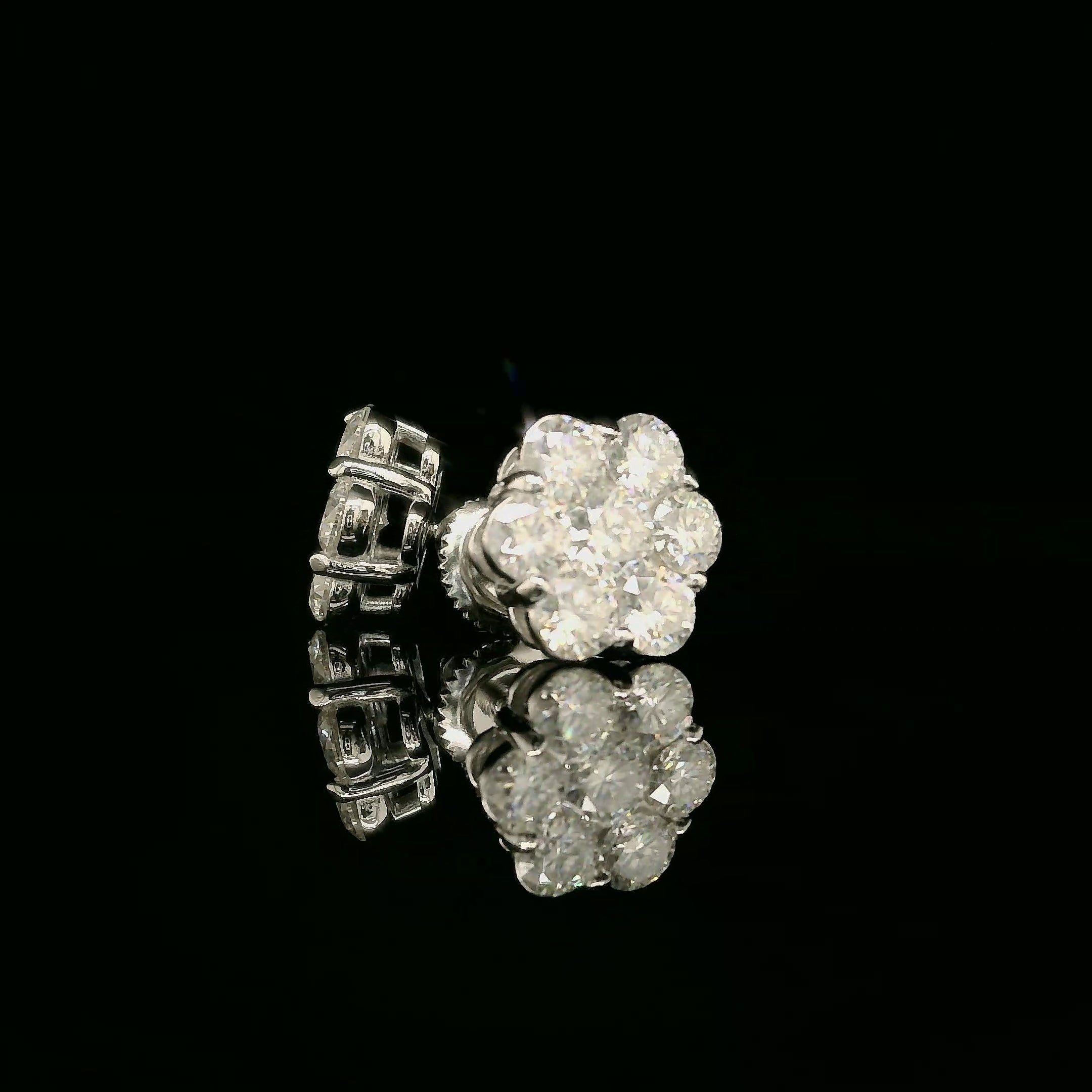Dazzling Diamond Flower Cluster Stud Earrings | 1.5ct VVS | 10mm