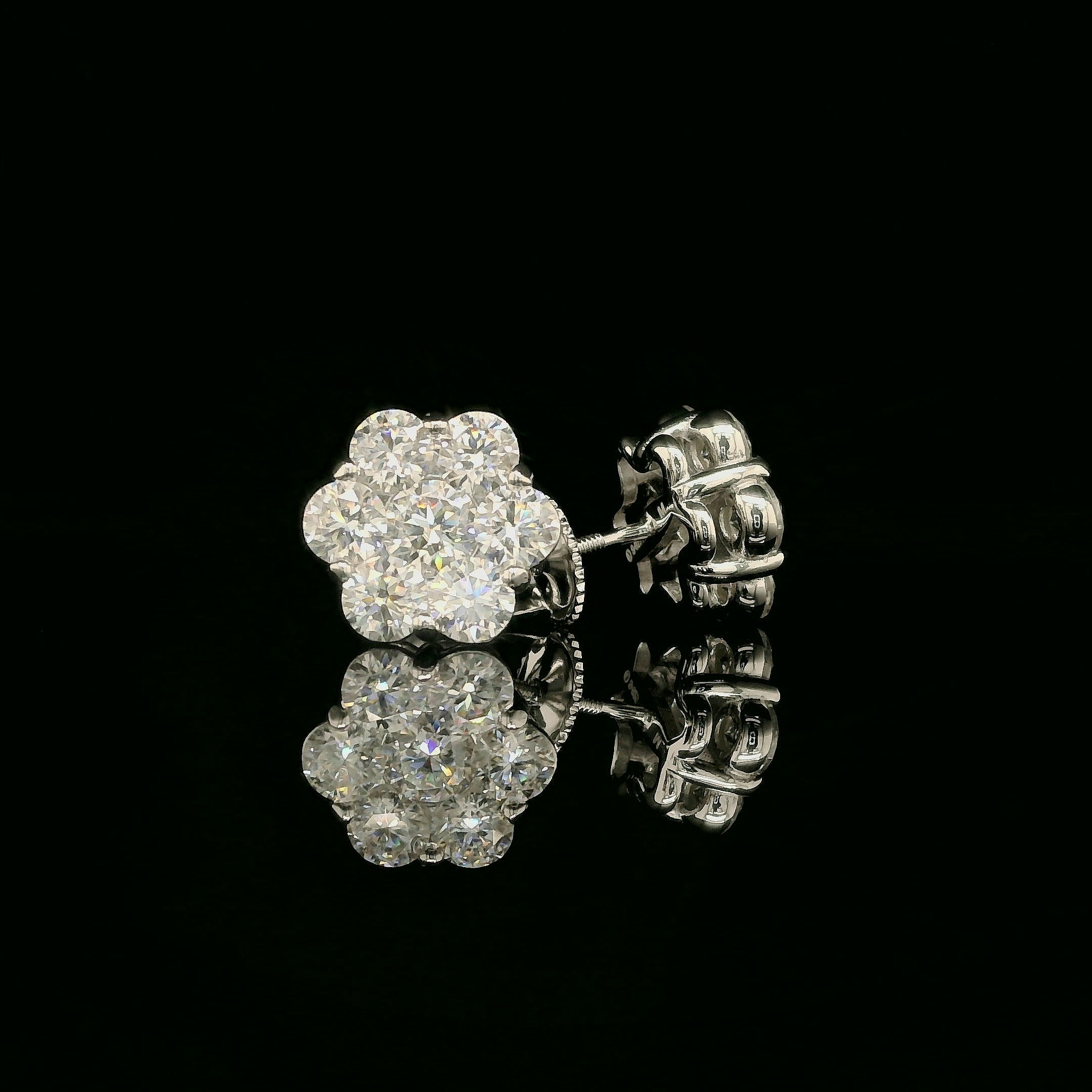 Dazzling Diamond Flower Cluster Stud Earrings | 1.5ct VVS | 10mm