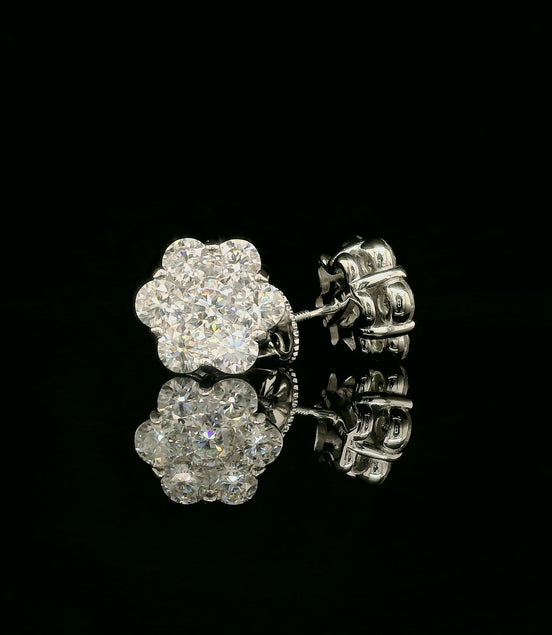 Dazzling Diamond Flower Cluster Stud Earrings | 1.5ct VVS | 10mm