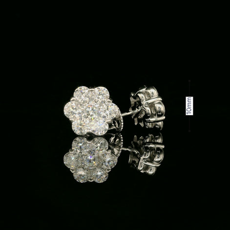 Dazzling Diamond Flower Cluster Stud Earrings | 1.5ct VVS | 10mm