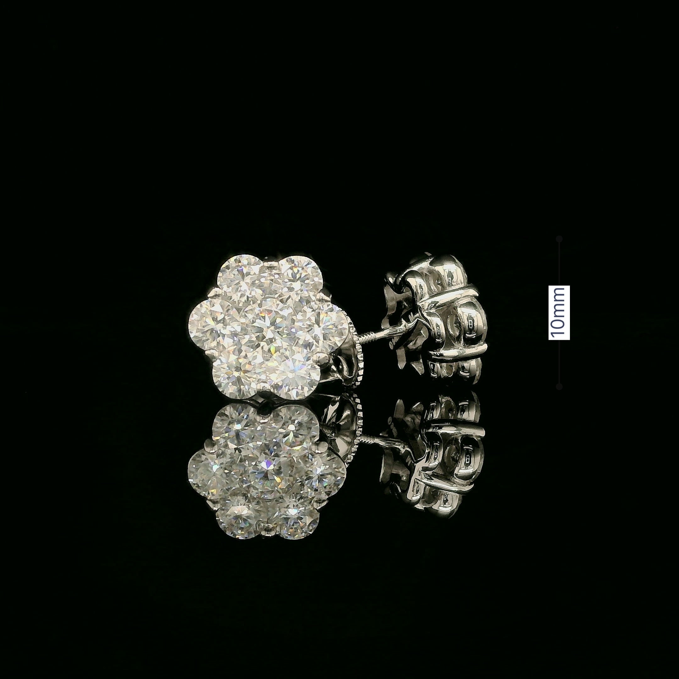 Dazzling Diamond Flower Cluster Stud Earrings | 1.5ct VVS | 10mm