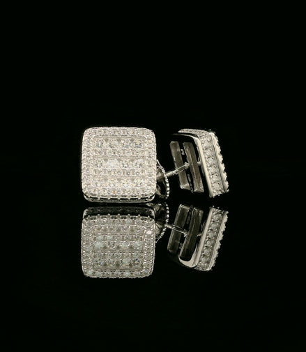 Dazzling Diamond Square Stud Earrings | 0.97ct VVS | 10mm