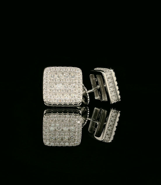 Dazzling Diamond Square Stud Earrings | 0.97ct VVS | 10mm