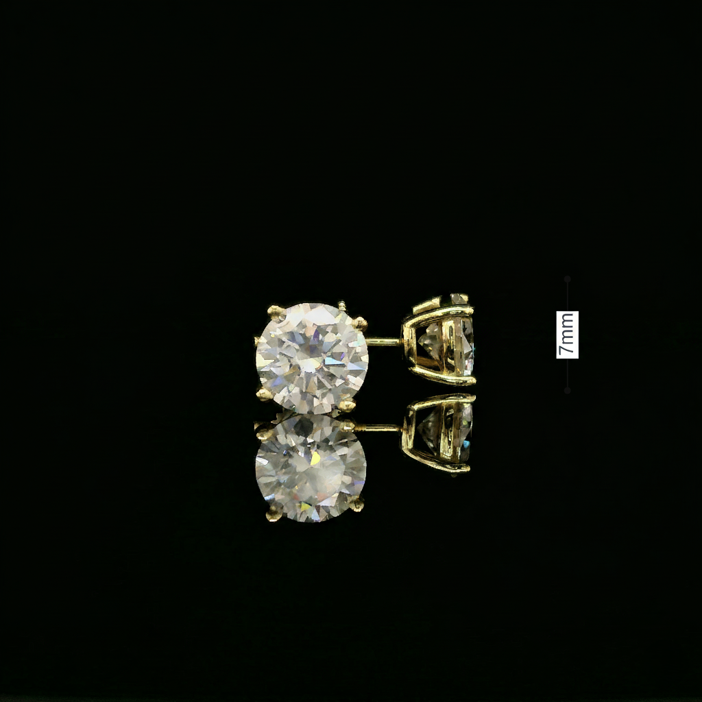 Brilliant Round Diamond Stud Earrings | 1.2ct VVS | 7mm