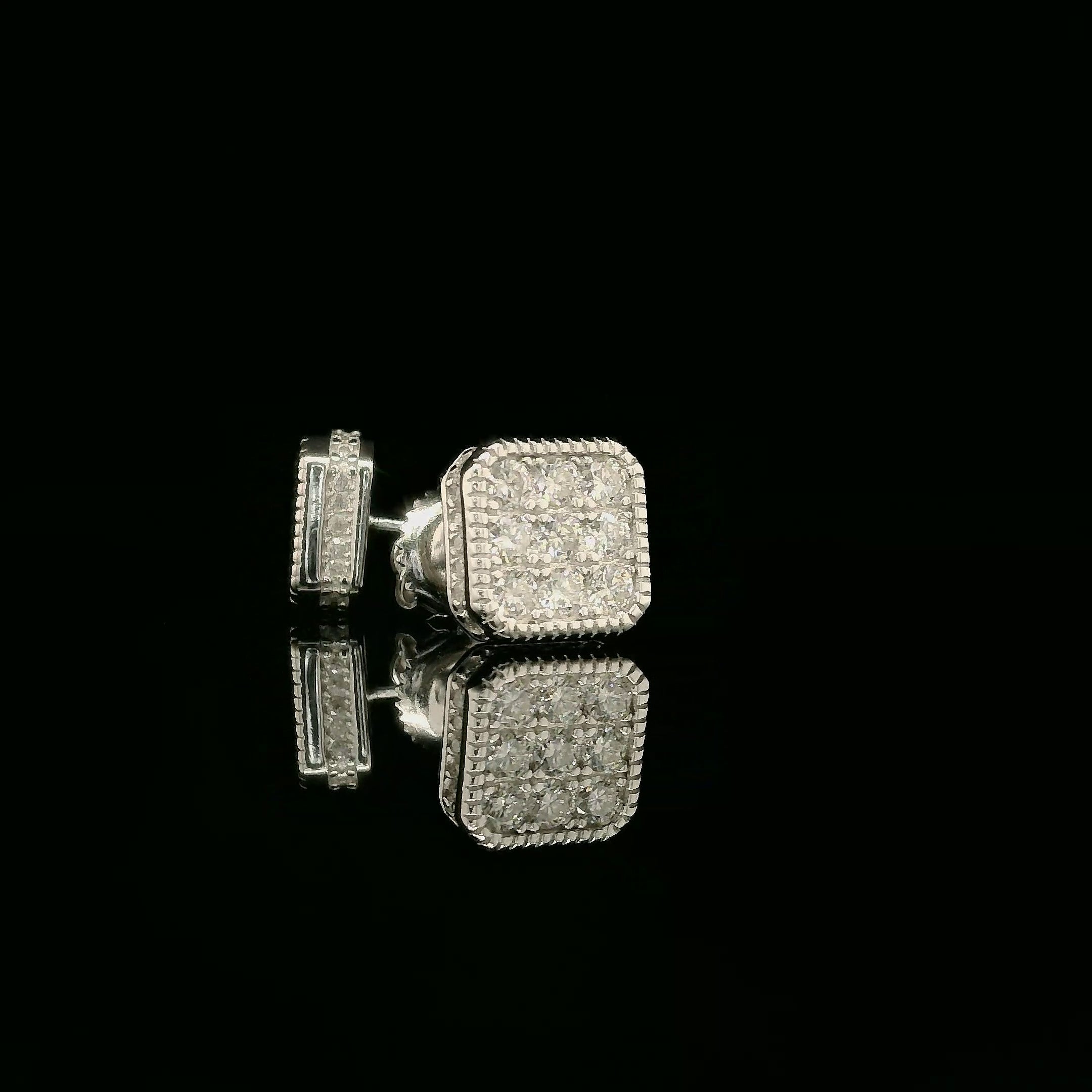 Iced Out Square Cluster Stud Earrings | 8mm | VVS