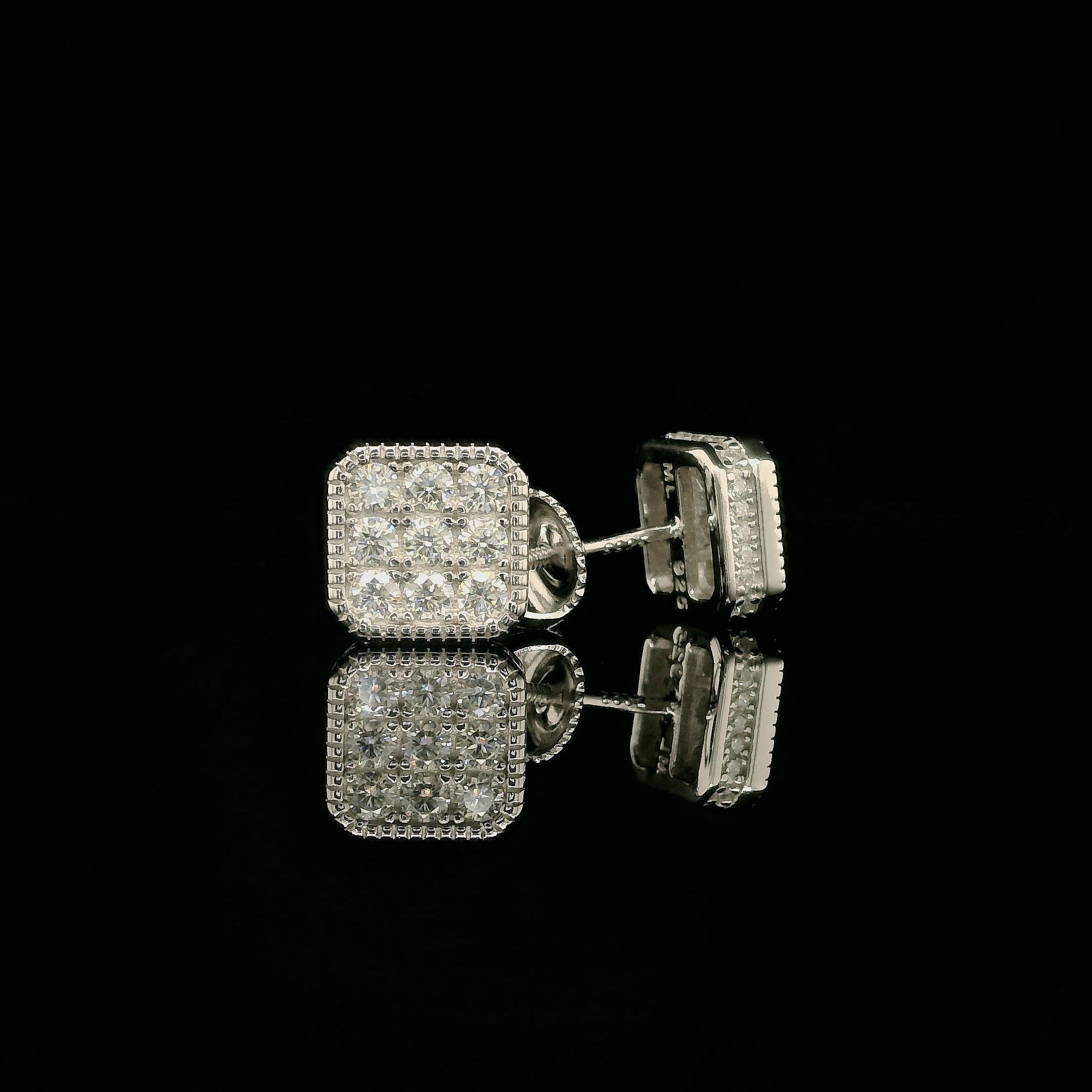 Iced Out Square Cluster Stud Earrings | 8mm | VVS