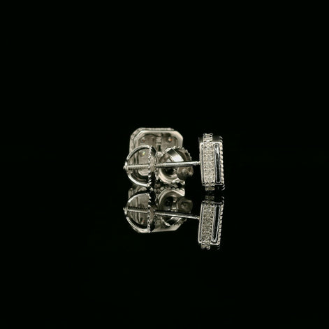 Iced Out Square Cluster Stud Earrings | 8mm | VVS