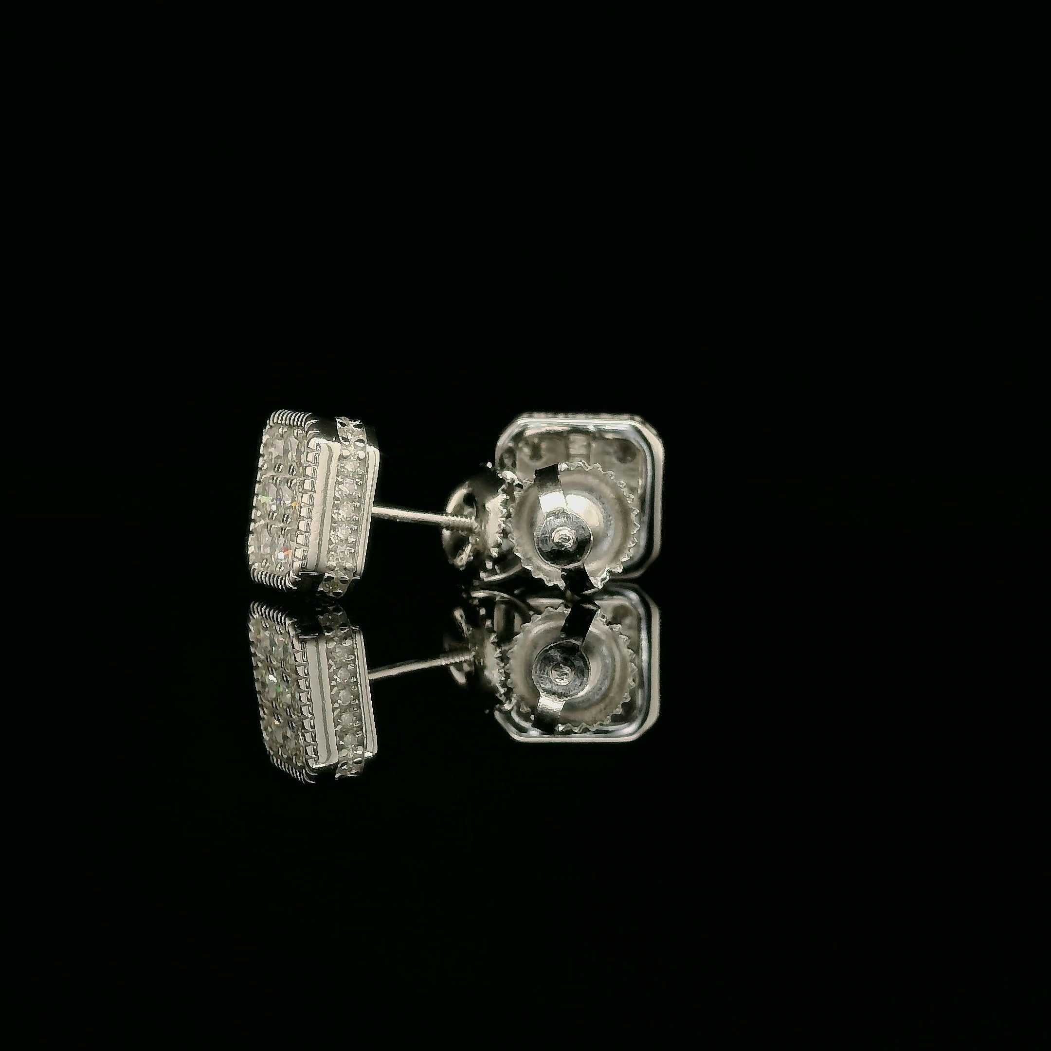 Iced Out Square Cluster Stud Earrings | 8mm | VVS