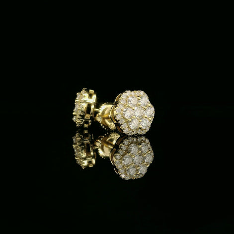 Dazzling Diamond Flower Cluster Stud Earrings | 0.88ct VVS | 9mm
