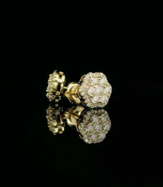 Moissanite Flower Cluster Stud Earrings |925 Sterling Silver | 0.92 Ctw | Screw Back