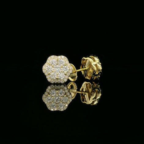 Dazzling Diamond Flower Cluster Stud Earrings | 0.88ct VVS | 9mm