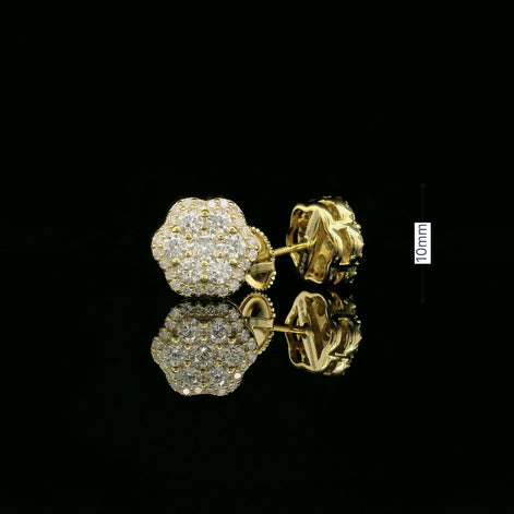 Dazzling Diamond Flower Cluster Stud Earrings | 0.88ct VVS | 9mm